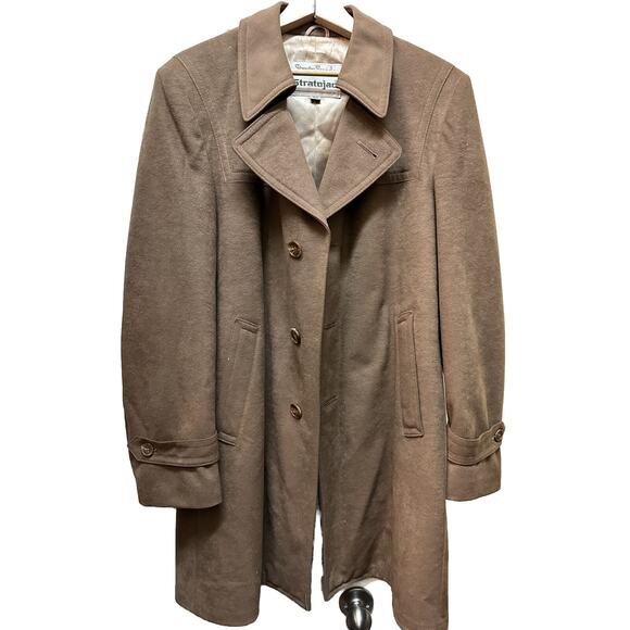 Stratojac Faux Suede Water Repellent Men's Size 42 Brown Car Coat Vintage - Picture 1 of 5